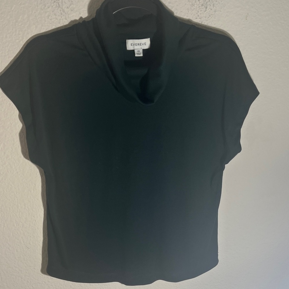 Evereve Dark Green Short Sleeve Cowl Neck Sweater - Picture 2 of 13
